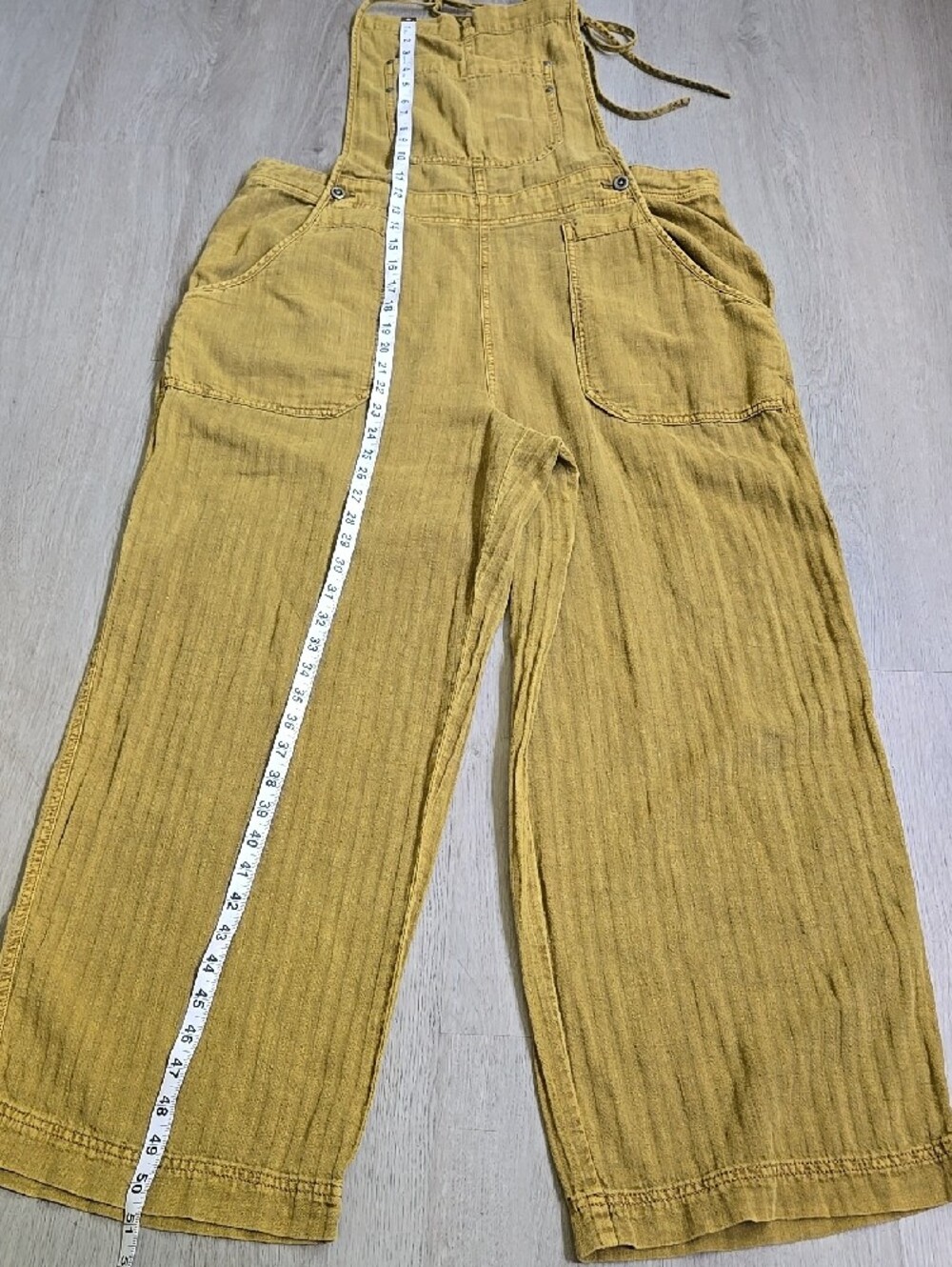 Free People Linen Blend Natural Sights Overalls Size L - Picture 15 of 16